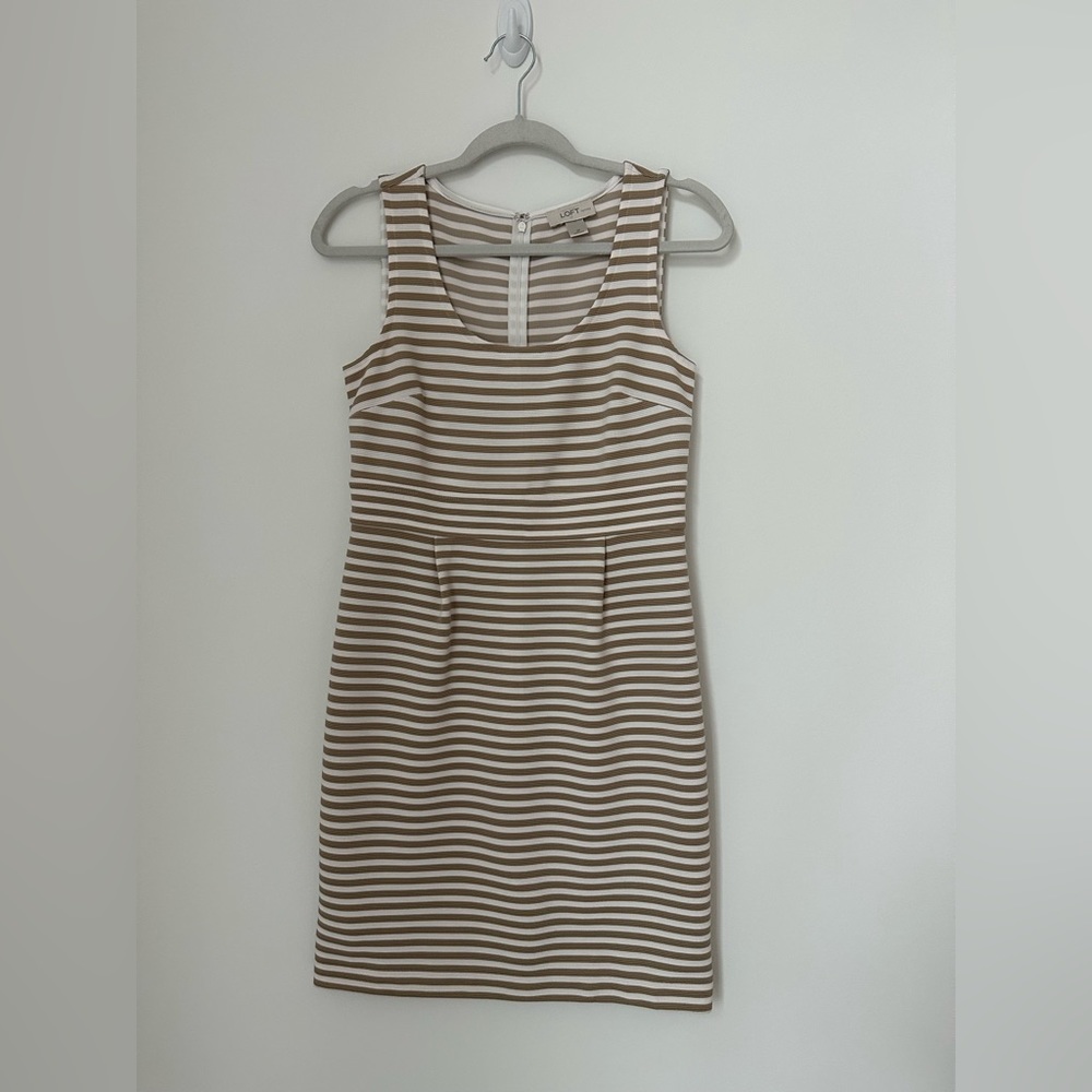 Tan/White Striped Dress